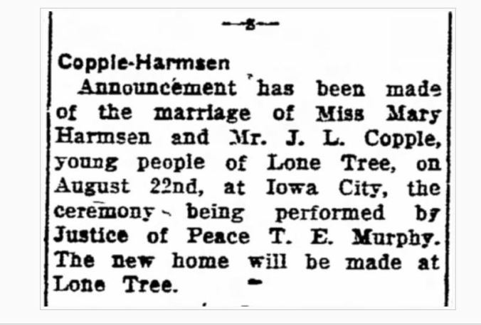 Harmsen_Copple 1923 Nuptials