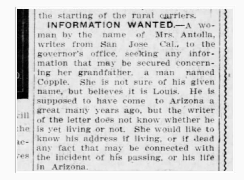 Mrs Antolla wants info