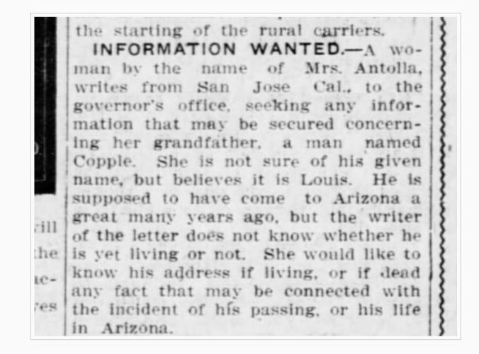 Mrs Antolla wants info